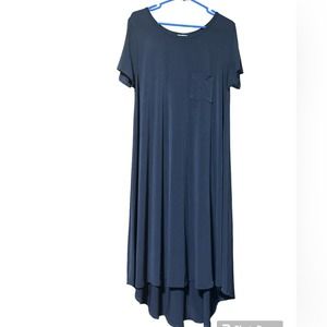 LulaRoe Black Sleek Shirt‎ Dress Pocket (L)